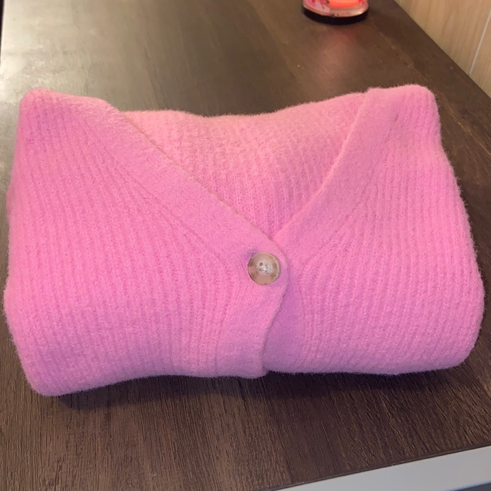 Women’s hot pink sweater button up
